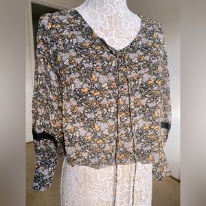 NEW. Black & grey floral blouse. NWT. Size XS